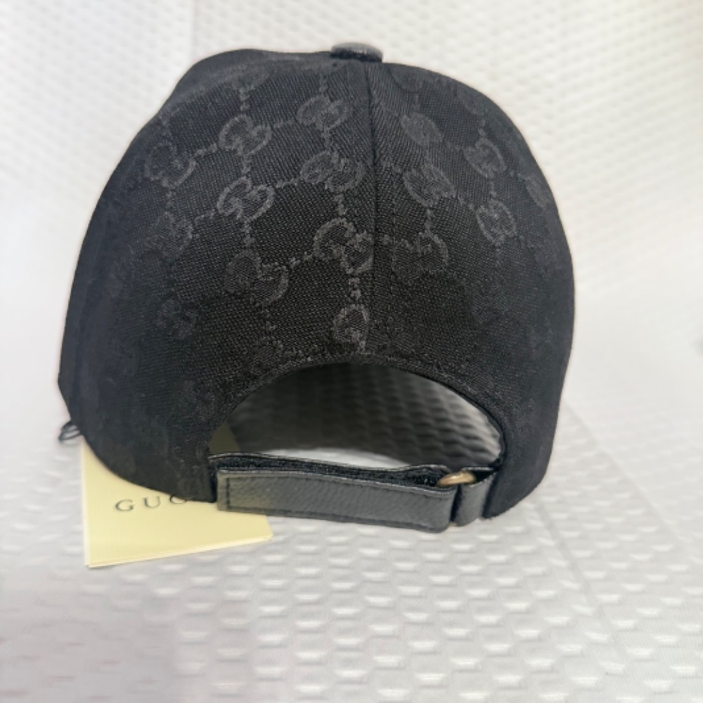 GUCCI GG RIPSTOP BASEBALL HAT BLACK MONOGRAM UNISEX SIZE M/L ADJUSTABLE - Picture 4 of 5